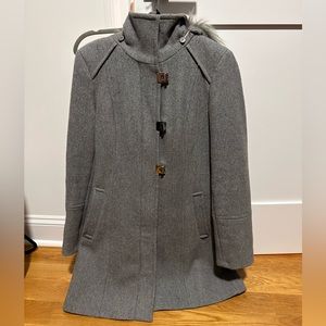 Grey Calvin Klein peacoat with hood